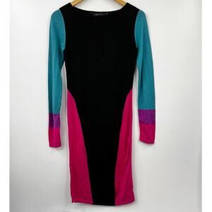 BCBGMAXAZRIA Women's Colorblock Fitted Bodycon Dress Stretch Size S Multicolor‎